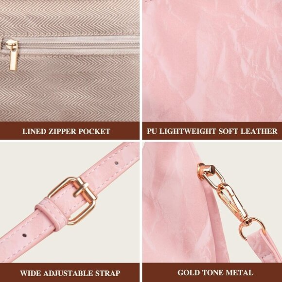 Lightweight Crescent Crossbody Bag for Women - Stylish PU Leather with Zipper - Picture 3 of 6